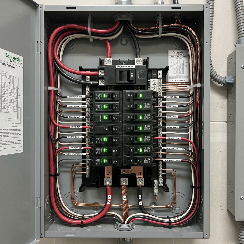 Tableau électrique moderne câblé proprement